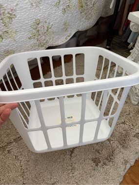White Plastic Square Laundry Basket - Durable Closet Storage